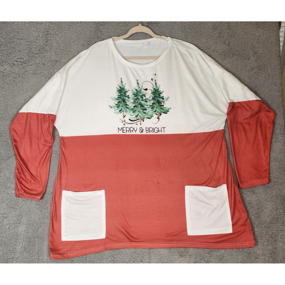 Holiday Scrub Top Size 5xl Red White Holiday Christmas‎